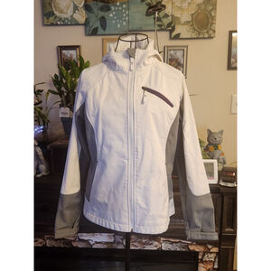 Free Tech White & Gray Hooded Jacket Size Small